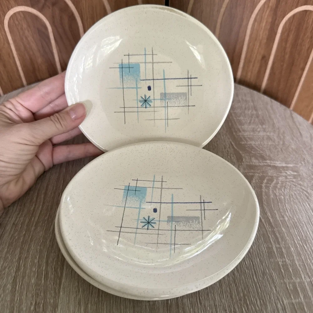 Franciscan Oasis Bread Plates – Set of 3– Atomic Mid Century Modern 6¼-1/2